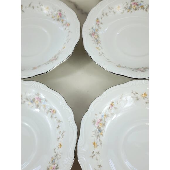 Johann Haviland Floral Splendor Saucers 6 1/4" Silver Trim 80s Germany x4 Vtg - Picture 8 of 16